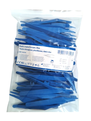 Pęseta plastikowa niesterylna niebieska